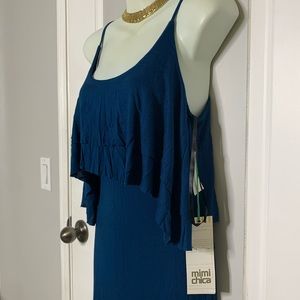 Shark Bite Long Dress with Front Ruffle